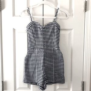 Abercrombie & Fitch Gingham Romper Navy and White Size XS